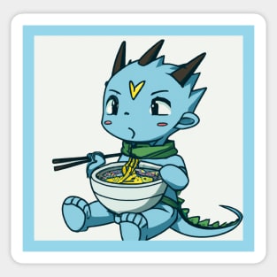 Baby dragon eating ramen anime drawing Sticker